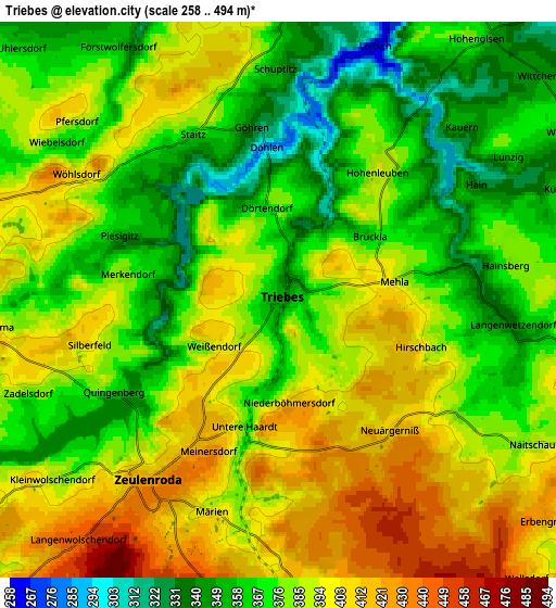 Zoom OUT 2x Triebes, Germany elevation map