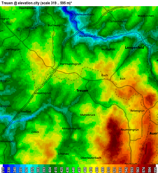 Zoom OUT 2x Treuen, Germany elevation map