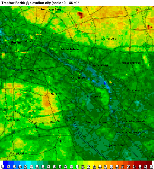 Zoom OUT 2x Alt-Treptow, Germany elevation map