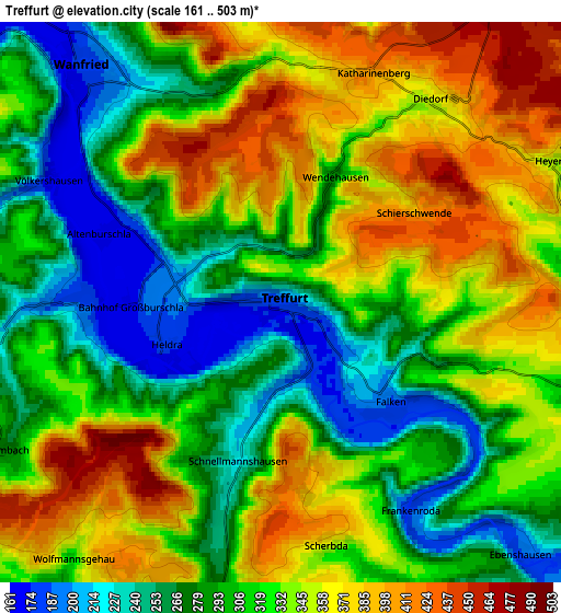 Zoom OUT 2x Treffurt, Germany elevation map