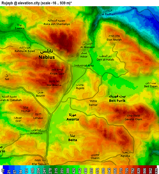 Zoom OUT 2x Rūjayb, Palestinian Territory elevation map