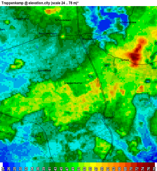 Zoom OUT 2x Trappenkamp, Germany elevation map