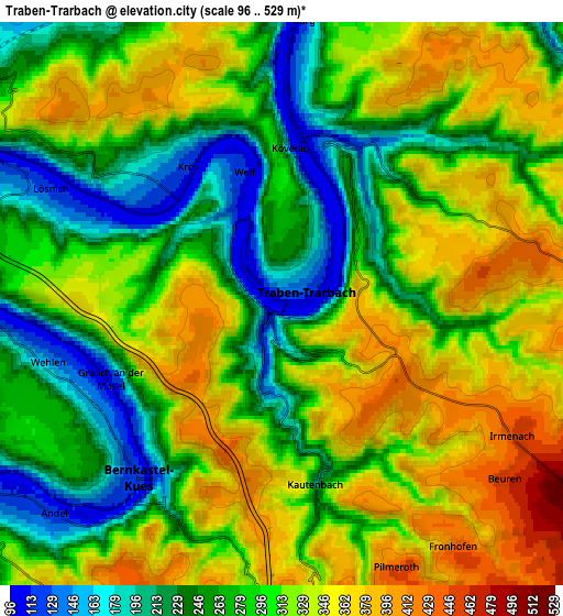 Zoom OUT 2x Traben-Trarbach, Germany elevation map