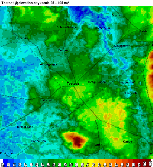 Zoom OUT 2x Tostedt, Germany elevation map