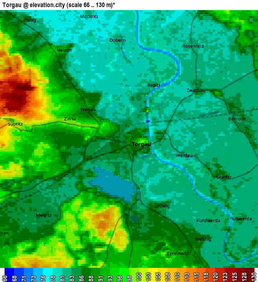 Zoom OUT 2x Torgau, Germany elevation map