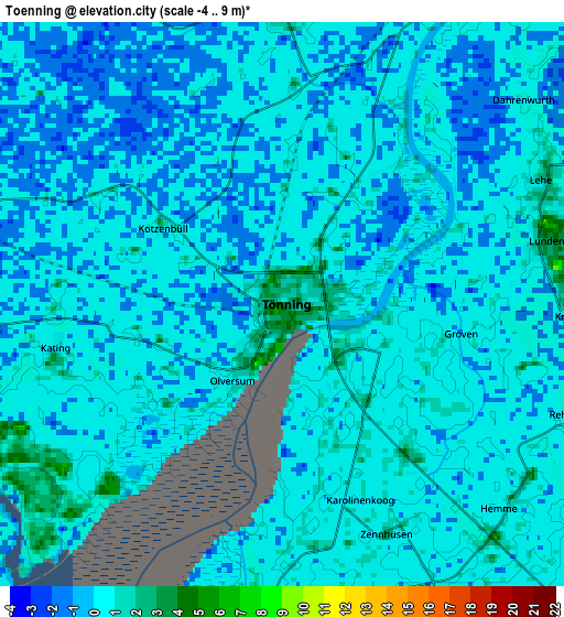 Zoom OUT 2x Tönning, Germany elevation map