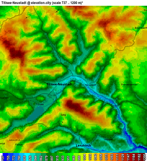 Zoom OUT 2x Titisee-Neustadt, Germany elevation map