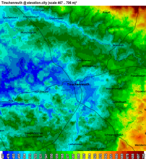 Zoom OUT 2x Tirschenreuth, Germany elevation map