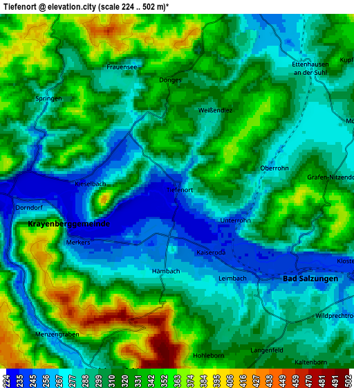 Zoom OUT 2x Tiefenort, Germany elevation map