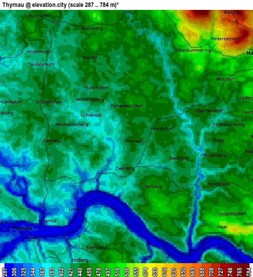 Zoom OUT 2x Thyrnau, Germany elevation map