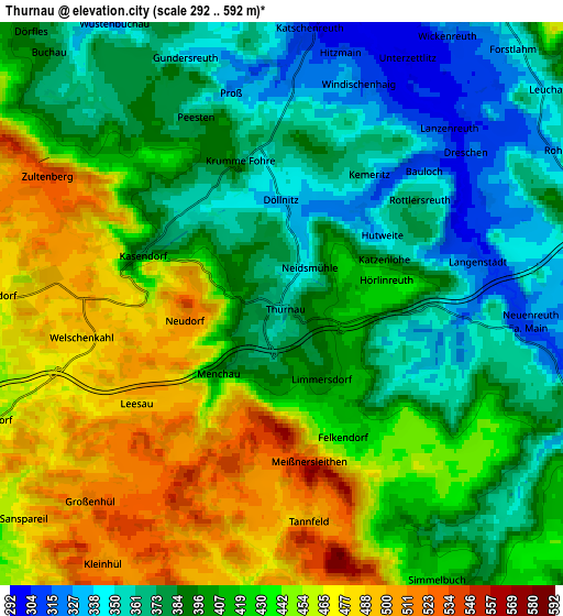 Zoom OUT 2x Thurnau, Germany elevation map