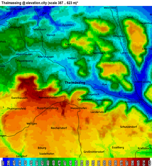 Zoom OUT 2x Thalmässing, Germany elevation map