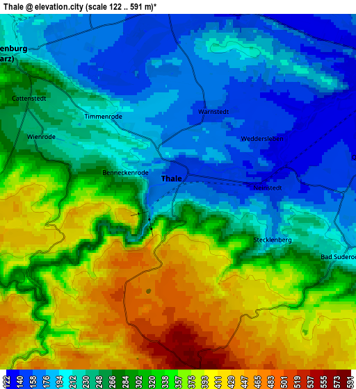 Zoom OUT 2x Thale, Germany elevation map