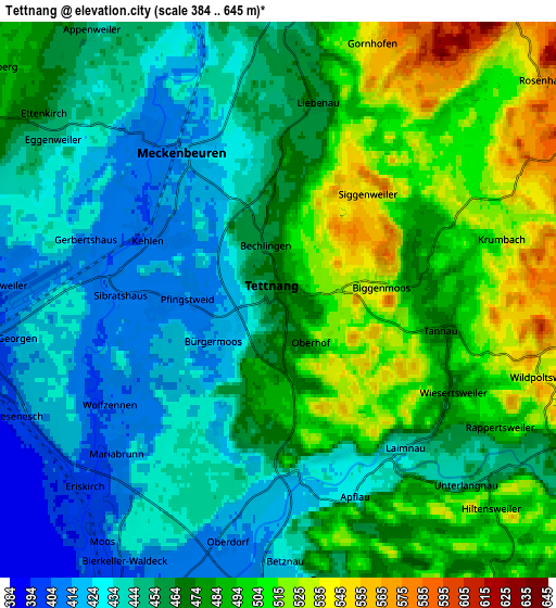 Zoom OUT 2x Tettnang, Germany elevation map