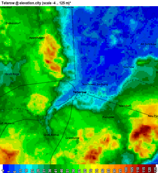 Zoom OUT 2x Teterow, Germany elevation map