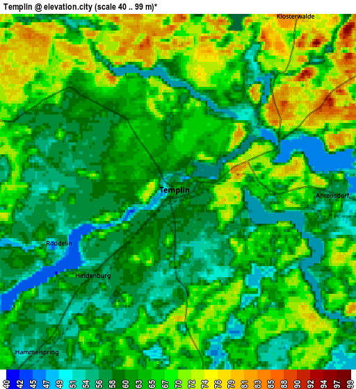 Zoom OUT 2x Templin, Germany elevation map