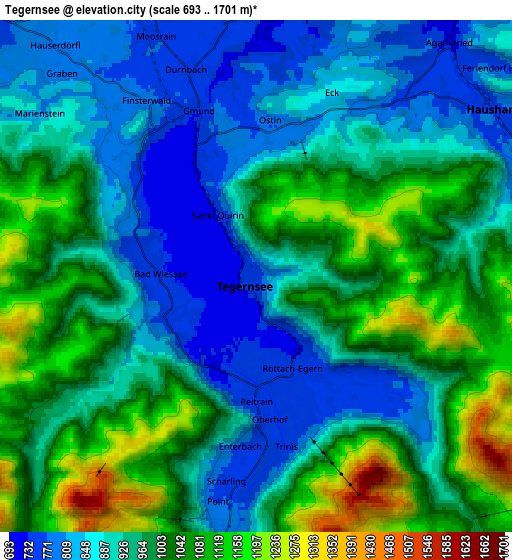 Zoom OUT 2x Tegernsee, Germany elevation map