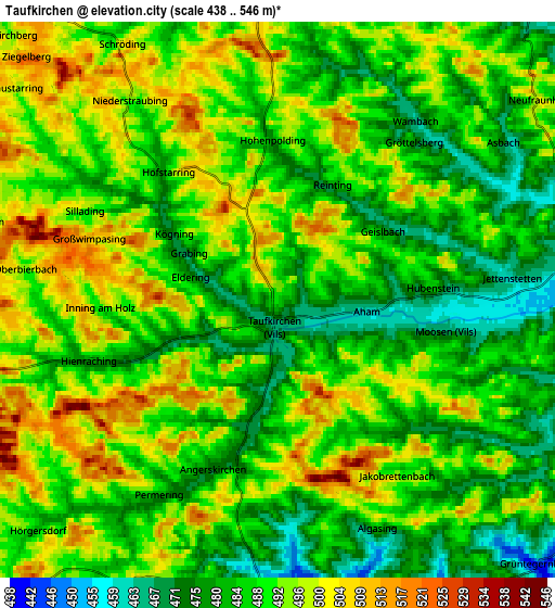 Zoom OUT 2x Taufkirchen, Germany elevation map