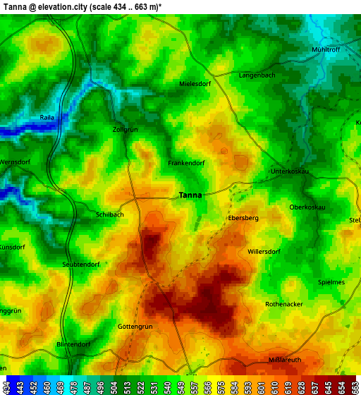 Zoom OUT 2x Tanna, Germany elevation map