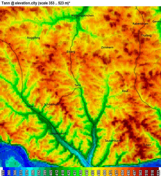 Zoom OUT 2x Tann, Germany elevation map