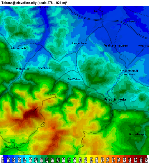 Zoom OUT 2x Tabarz, Germany elevation map