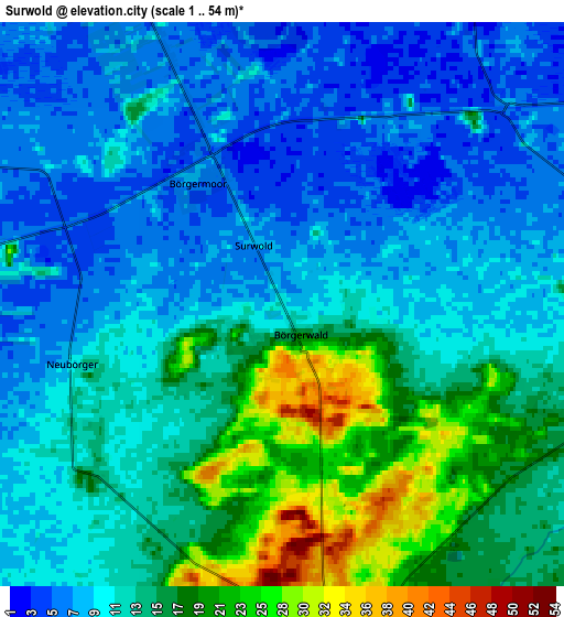 Zoom OUT 2x Surwold, Germany elevation map