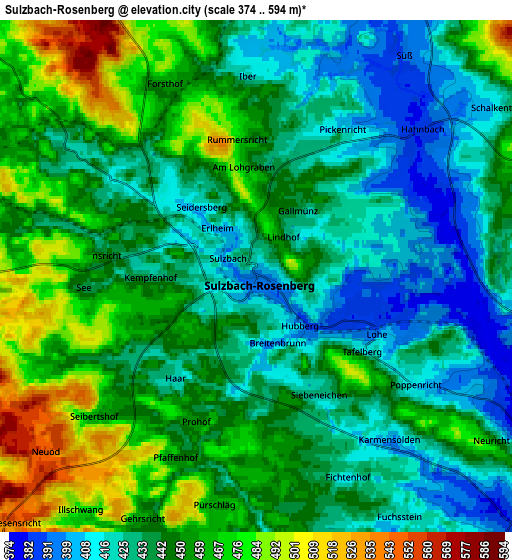 Zoom OUT 2x Sulzbach-Rosenberg, Germany elevation map