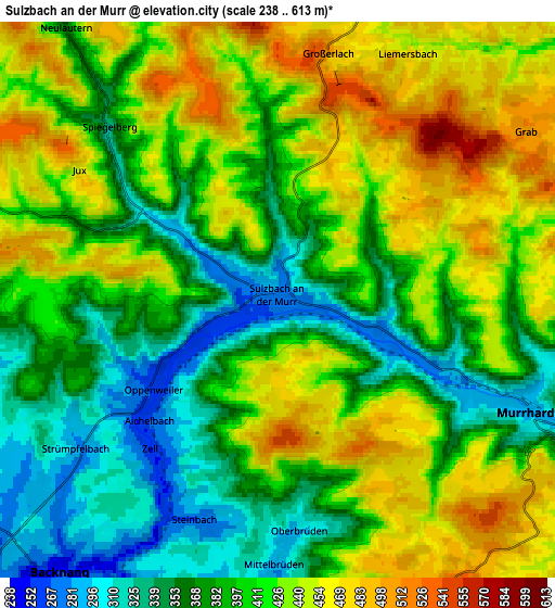 Zoom OUT 2x Sulzbach an der Murr, Germany elevation map