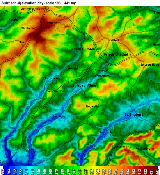 Zoom OUT 2x Sulzbach, Germany elevation map