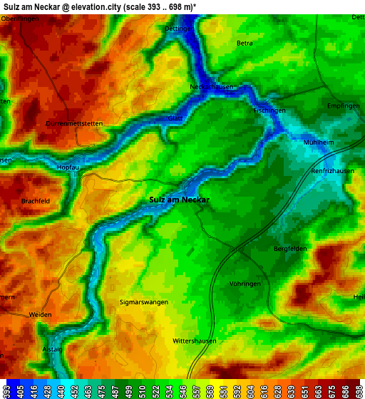 Zoom OUT 2x Sulz am Neckar, Germany elevation map