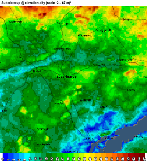 Zoom OUT 2x Süderbrarup, Germany elevation map