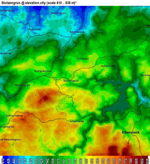 Zoom OUT 2x Stützengrün, Germany elevation map