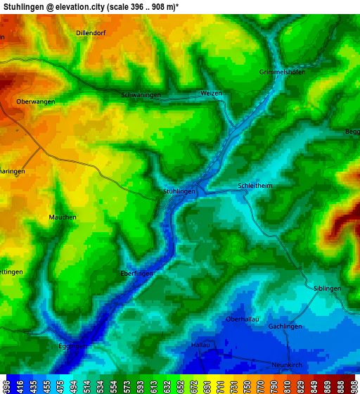 Zoom OUT 2x Stühlingen, Germany elevation map