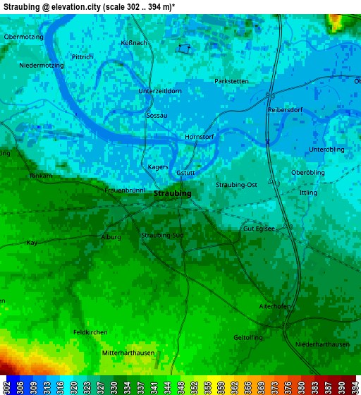 Zoom OUT 2x Straubing, Germany elevation map