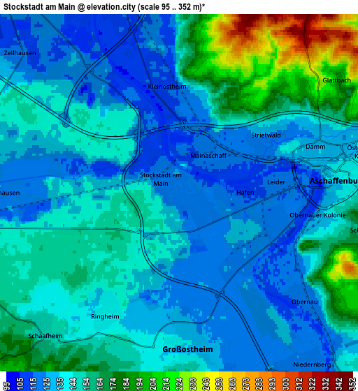 Zoom OUT 2x Stockstadt am Main, Germany elevation map