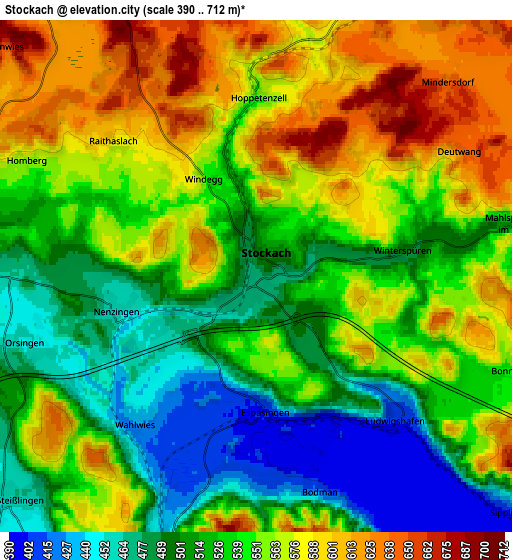 Zoom OUT 2x Stockach, Germany elevation map