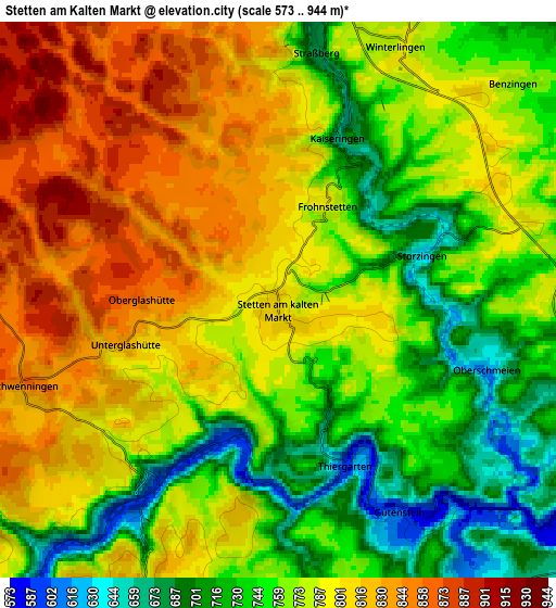 Zoom OUT 2x Stetten am Kalten Markt, Germany elevation map