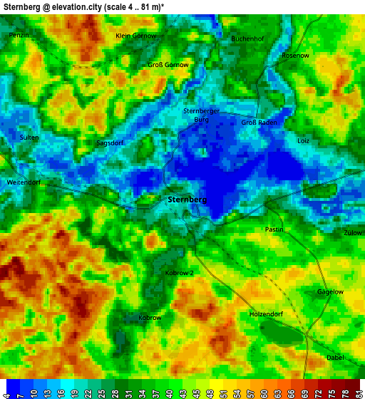 Zoom OUT 2x Sternberg, Germany elevation map