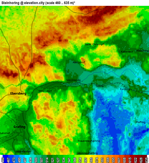 Zoom OUT 2x Steinhöring, Germany elevation map