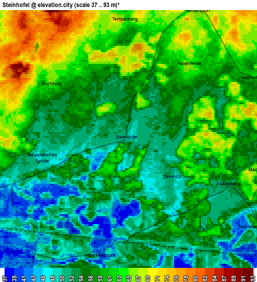 Zoom OUT 2x Steinhöfel, Germany elevation map