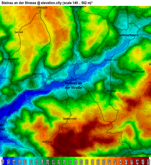 Zoom OUT 2x Steinau an der Straße, Germany elevation map