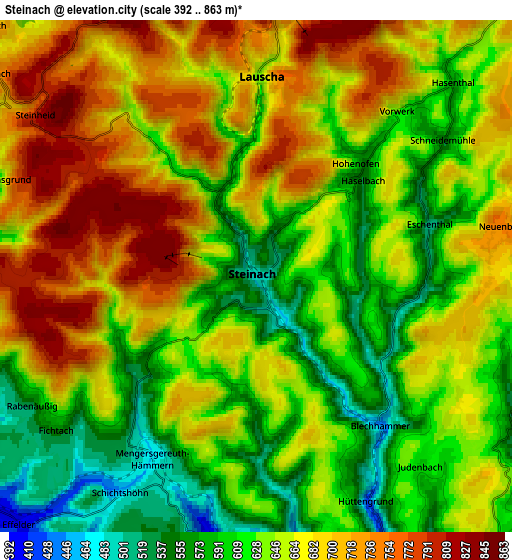 Zoom OUT 2x Steinach, Germany elevation map