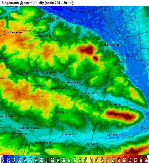 Zoom OUT 2x Stegaurach, Germany elevation map