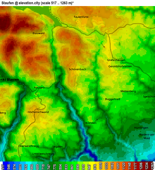Zoom OUT 2x Staufen, Germany elevation map