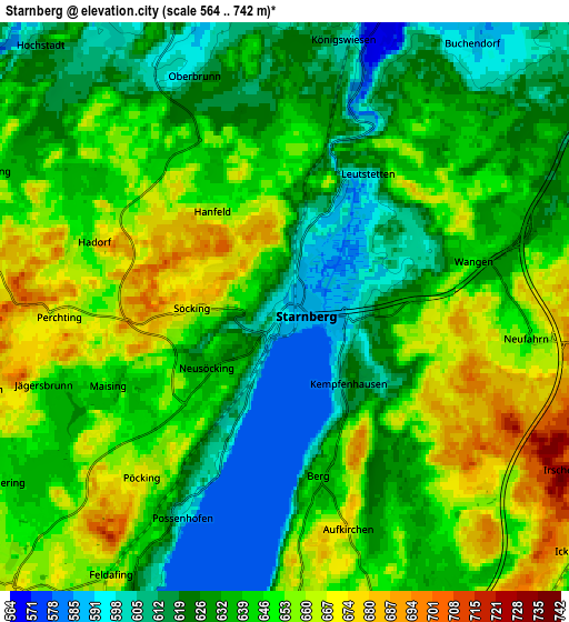 Zoom OUT 2x Starnberg, Germany elevation map