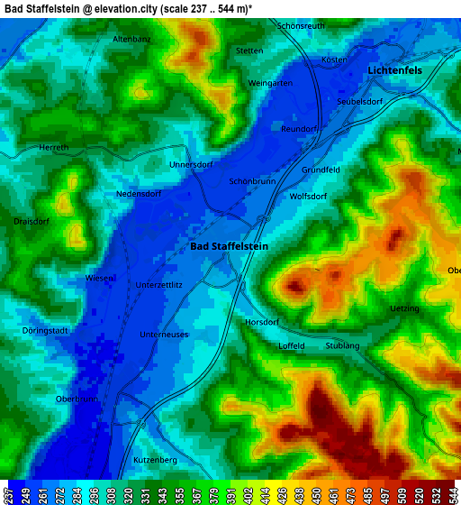 Zoom OUT 2x Bad Staffelstein, Germany elevation map