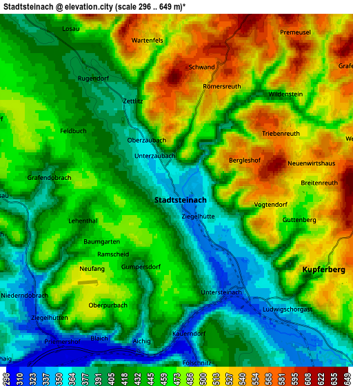 Zoom OUT 2x Stadtsteinach, Germany elevation map