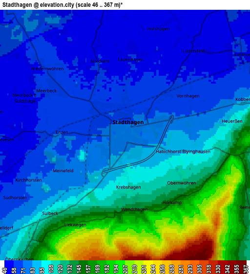 Zoom OUT 2x Stadthagen, Germany elevation map