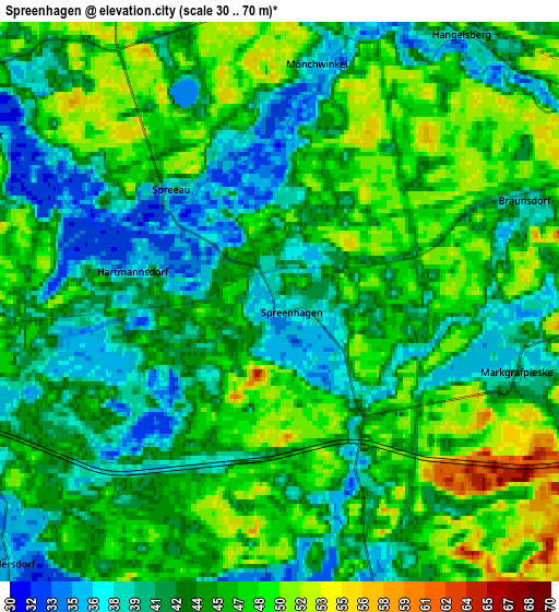 Zoom OUT 2x Spreenhagen, Germany elevation map