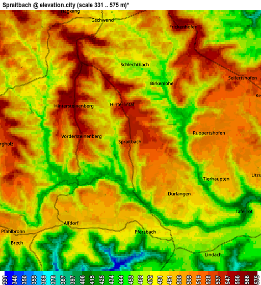 Zoom OUT 2x Spraitbach, Germany elevation map